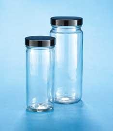 Tall Straight-Sided Clear Glass Jar, Phenolic Cap with Pulp/Vinyl Liner, 32oz., Convenience Packs, Kimble Clr Attached - 5513289V-81 - 12 Each