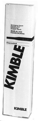 DWK Wheaton Plastic Sterile Polystyrene Disposable Serological Pipette, Canister, 2 mL - 56700-21100 - 500 Each