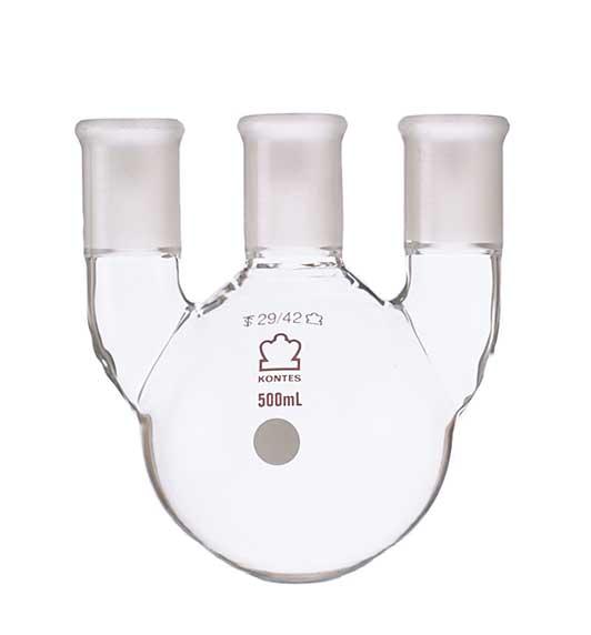 Dwk Life Sciences Kimble Three Vertical Neck RB 3-Neck Round-Bottom Flask, 29/42 Center ST Joint, 24/40 Side ST Joint, 250mL - CSX6060004824