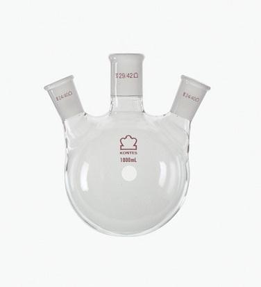 Dwk Life Sciences Kimble Three Neck RB Angled 3-Neck Round-Bottom Distilling Flask, 24/40 Center ST Joint, 24/40 Side ST Joint, 500mL - 606020-1024 - 1 Each