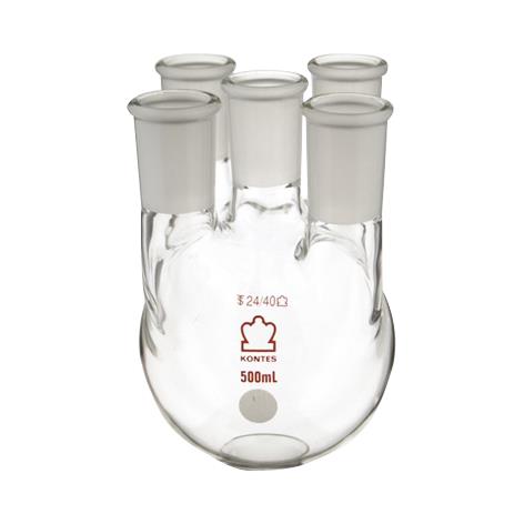 Dwk Life Sciences Kimble RB Round-Bottom Flask, 5 Vertical Necks, 24/40, 2000 mL - 607500-1024 - 1 Each