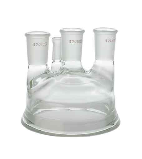 Dwk Life Sciences Kimble Multi-Neck Top multineck Reaction Flask, 4 Necks, 45/50 Center ST Joint, 24/40 Side ST Joint, 10/30 Thermometer ST Joint - CSX6130004524