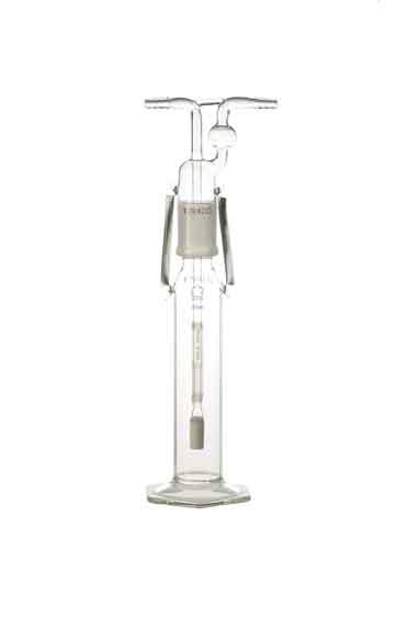 DWK Kimble with 657250-2525 Washing Bottle, Gas Sampling, Fritted Cylinder, Tall Form, Full Length, 29/42 Joints, Extra-Coarse Porosity, 250 mL Capacity - MDL-CSX6572502525 - 1 Each