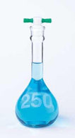 Kimax Heavy-Duty Clear Glass Wide-Mouth Volumetric Class A Flask with PTFE Stopper, 25mL, Kimble Wide Mouth w/PTFE - 92812F-25 - 6 Each