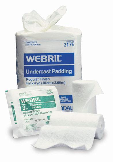 CARDINAL Webril 100% Cotton Undercast Padding, Sterile, 3" x 4 yd. - D4-325 - 25 Each