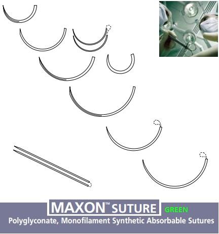 Medtronic Synthetic Absorbable 8886623541 Maxon Green Suture, Size Taper Point, Size 3-0, 36", T-5/V-20 Needles, 1/2 Circle - MDL-D-G623541 - 36 Each