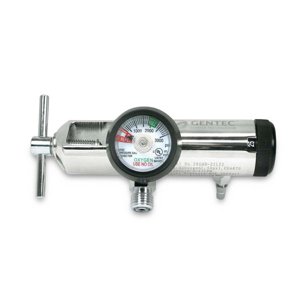 Genstar Technologies Co Gentec Regulator, Oxygen, 870 CGA, 0 lpm to 25 lpm - GT286MB25LY2