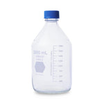DWK Kimble Round Glass with Blue Screw Caps 14395-2000 GL 45 Media Storage Bottles, 2,000 mL Capacity, 400 mL to 1,800 mL Graduation Range - MDL-CSX143952000 - 4 Each