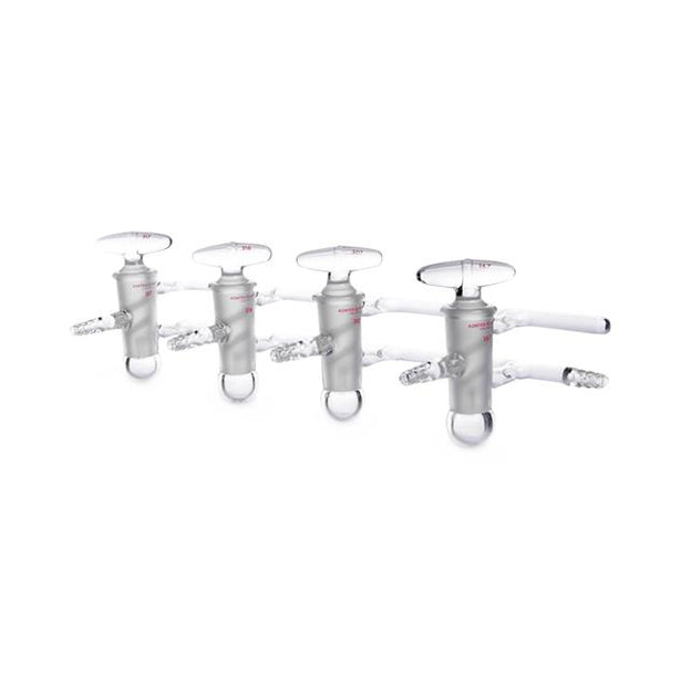 DWK Kimble Manifold Glass Plugs with Vacuum Chambers, 3 Part, 280 mm - 216130-0003 - 1 Each