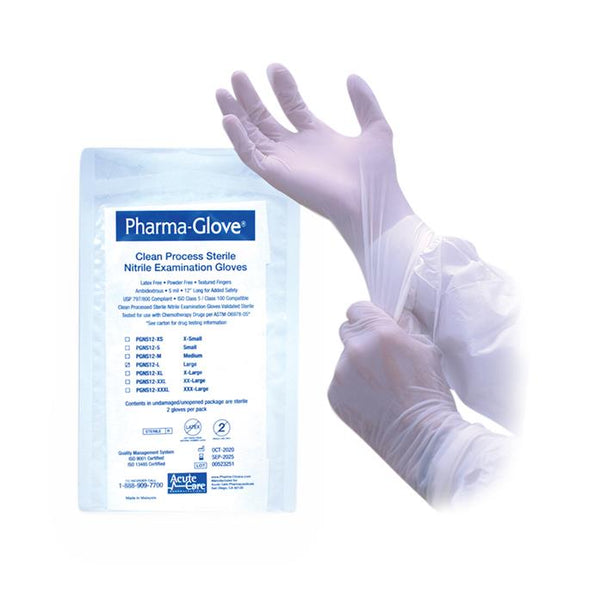 Acute Care Pharmaceuticals Pharma-Glove 100% Nitrile Chemo-Tested Gloves PGNS12-S 400.0 Each