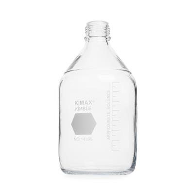 DWK Kimble Round Glass with Blue Screw 14396-2000 GL 45 Media Storage Bottles, No Caps, 2,000 mL Capacity, 400 mL to 1,800 mL Graduation Range - MDL-CSX143962000 - 4 Each