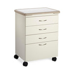 Midmark M4 Mobile Treatment Cabinet with Three 4" Drawers, 8" Drawer, 18"D 4"Casters, Soft Edge Handles, Frost, Solid - MIMM41B791SEH