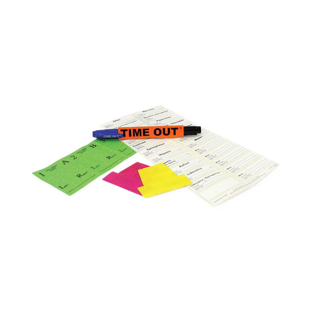 Ansell Correct Sandel Medication Labeling System for O. R., Sterile, 2 Flags, 4-in-1 Marker, 2 Sheets of 24 Preprinted Labels, 1 Specimen Zone (4 Count) - SAD3310PH