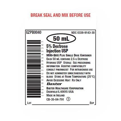 Baxter Healthcare Mini-Bag Plus 5% Dextrose Injection EZPB0040 - 1.0 Each