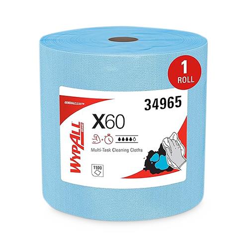 Kimberly-Clark X60 Wipers 34965 Cloth, Wypall, Reuse, Jumbo, 1100 Ea / Rl, Blue - MDL-KCP34965 - 1 Roll