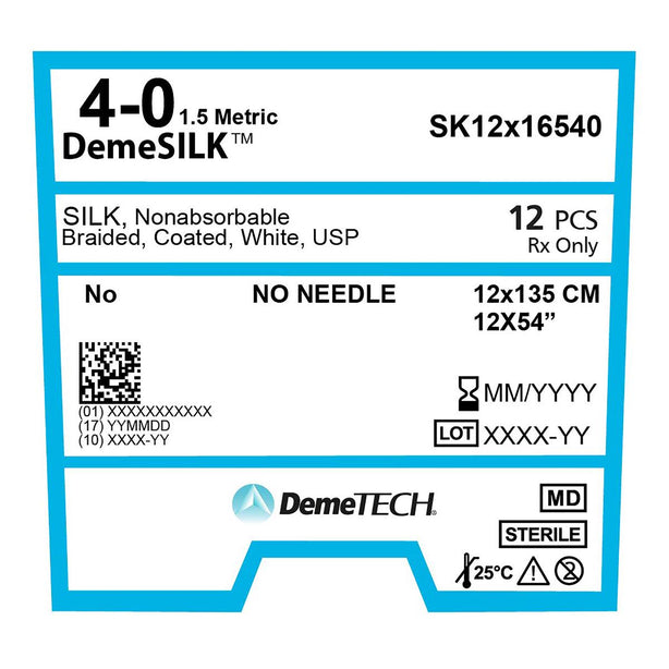 Demetech Corporation Nonabsorbable Silk Suture by Demetech SK12X16540 - 12.0 Each