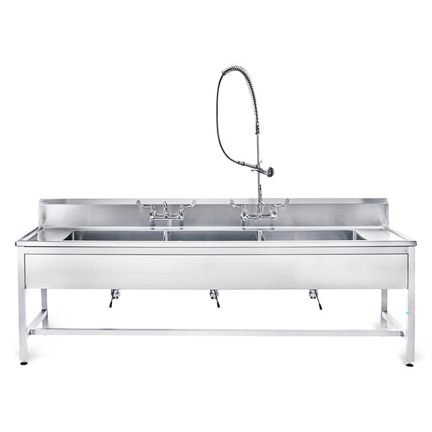 Blickman Ind Decontamination Station 116"W x 30"D With Base Cabinets With 3 Sink Bowls With Deck Mounted Faucets - 162DSHB001 - 1 Each