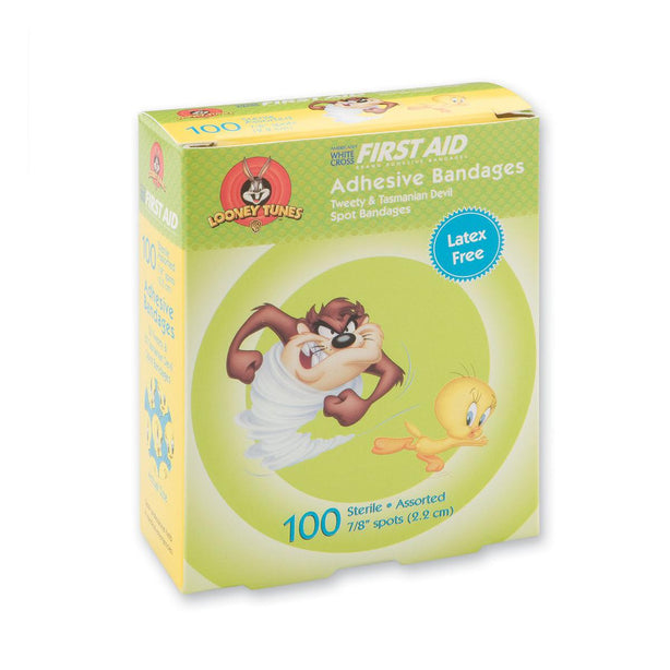 Dukal Character Stat Strip Adhesive Bandages, Tweety and Taz, 7/8" Spot - 1079797 - 100 Each