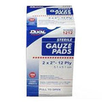 Dukal 1212 Gauze Pad, Sterile, 12-Ply, 2"' x 2" - MDL-DKL1212 - 2400 Pack