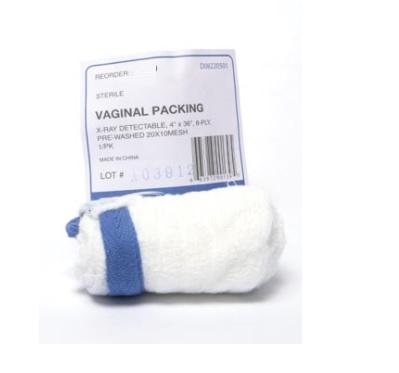 Dukal Gauze Vaginal Packing Sponge, X-Ray Detectable, Nonsterile, 4" x 36" - 1336X - 200 Each