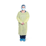 Dukal Fluid-Resistant PP Protective Gown, Isolation, Nonsterile Yellow, XL - 301XL - 50 Each
