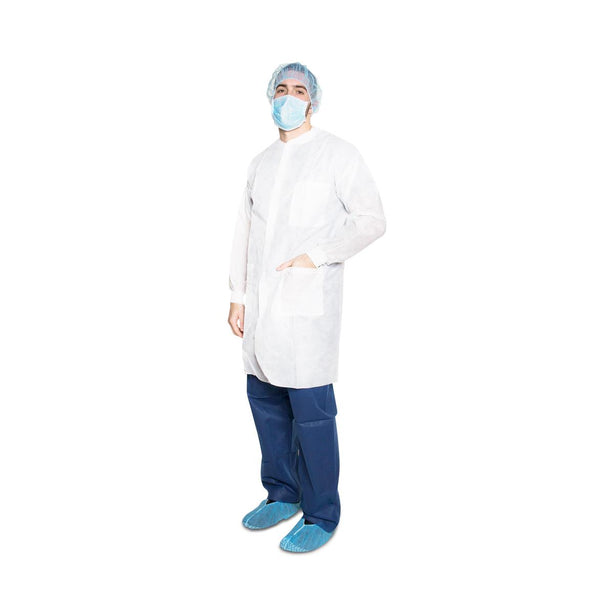 Dukal 10/Bag Antistatic Lab Coat with Pockets, White, Nonsterile, Size S, 10 per Bag - 340P - 50 Each