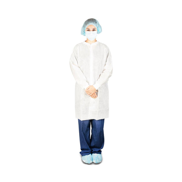 Dukal without Pockets Antistatic Lab Coat, White, Nonsterile, Size XL - 343 - 50 Each