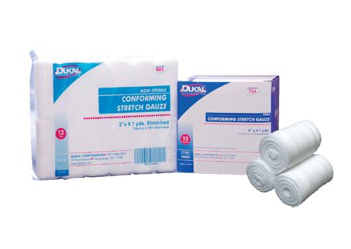 Dukal Nonsterile Sterile Conforming Stretch Gauze, 3" x 4.1 yd. (7.6 cm x 3.7 m) - 703 - 12 Roll