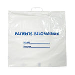 Dukal DawnMist PB01C 1.3 Mil Patient Belongings Bag with Plastic Handle, Clear with Blue Print, 20" x 18.5" - MDL-DKLPB01C - 250 Each