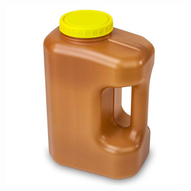 Globe Scientific Container 24-Hour Urine Collection Conatiner, Amber, Affixed Screwcap, 3L - 108030A - 30 Each
