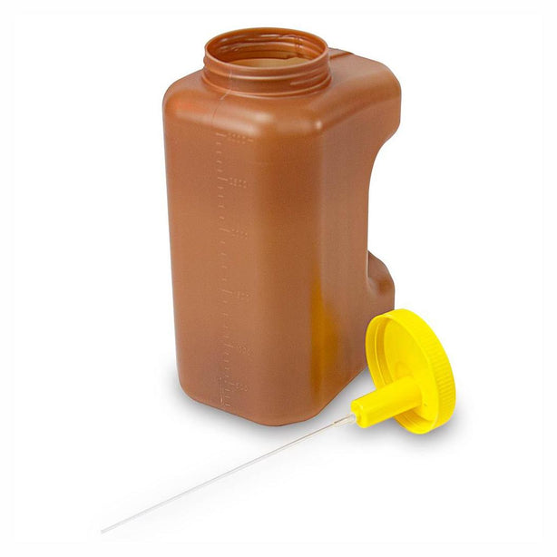 Globe Scientific Container 24-Hour Urine Collection Conatiner, Amber, Affixed Screwcap, 3L - 108030A - 30 Each