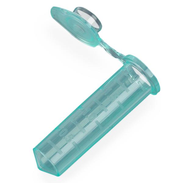 Globe Scientific 2.0 mL with Microcentrifuge Tube, 2.0mL, Polypropylene, Attached Snap Cap, Graduated, Green, Certified Rnase, Dnase and Pyrogen Free, 500/Stand Up Zip Lock Bag - 111574G - 500 Each