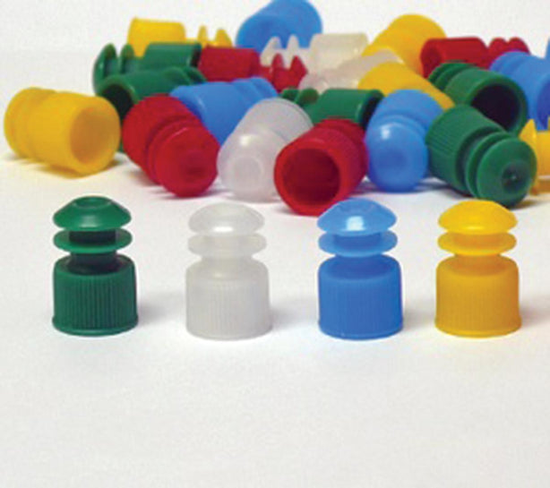 Globe Scientific Flanged Test Tube Flange Plug Cap 12 mm, Green - DLS118127G