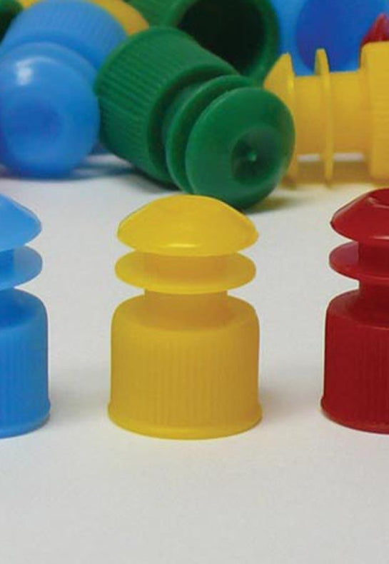 Globe Scientific Flanged Test Tube Flange Plug Cap 12 mm, Yellow - DLS118127Y