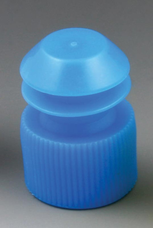 Globe Scientific Flanged Test Tube Flange Plug Cap 13 mm, Blue - DLS118240B