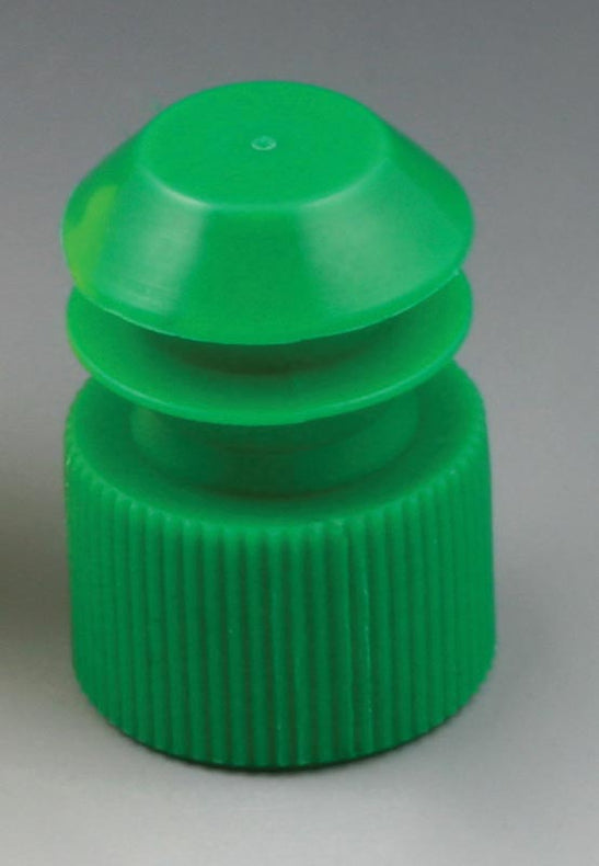 Globe Scientific Flanged Test Tube Flange Plug Cap 13 mm, Green - DLS118240G