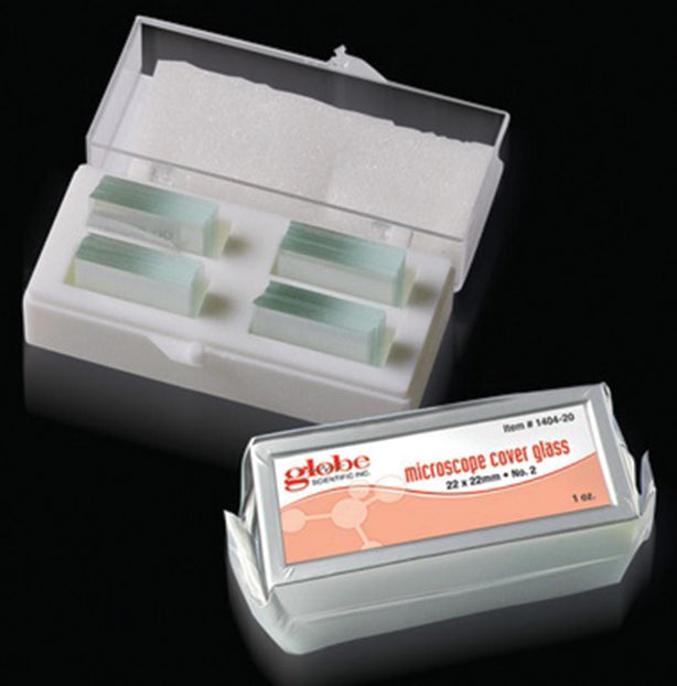 Globe Scientific White Glass Microscope Cover Glass with No. 1 Thickness, 24 mm x 40 mm - 1412-10 - 820 Each