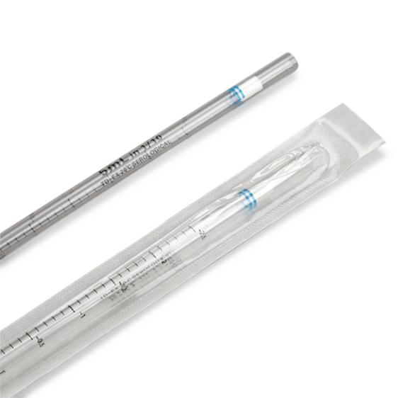 Blue Striped 5 mL Polystyrene TD Serological Pipette - 1750 - 375 Each