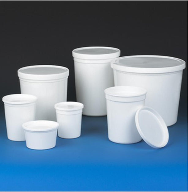 Globe Scientific Snap Multipurpose Hdpe Container with Lid, White, 172 oz. - 271172W - 10 Each