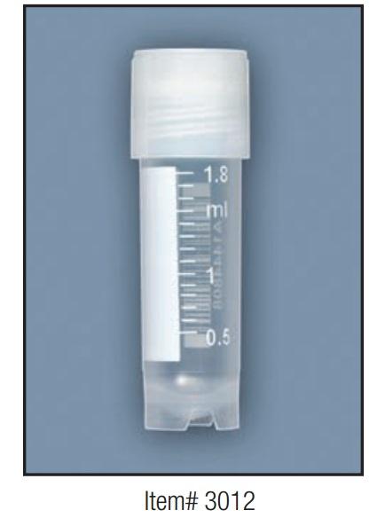 Globe Scientific Cryo Vials CyroClear Self-Standing Round-Bottom Cryogenic Tube, Sterile, External Threads, Graduated, 2.0 mL - 3012 - 500 Each