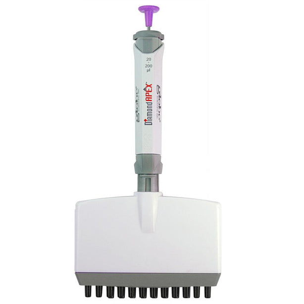 Globe Scientific 8-/12-Channel Adjustable Diamond APEX 12-Channel Pipette, Adjustable-Volume, 0.5 to 10μL - 3355-10 - 1 Each