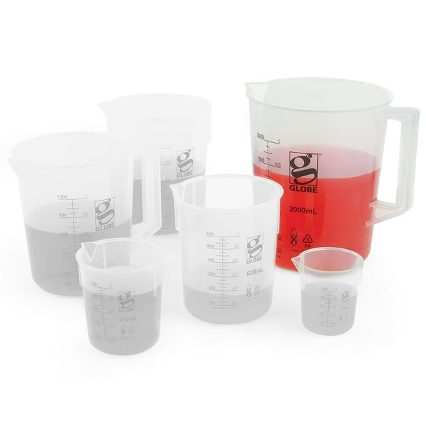 Globe Scientific Diamond Essentials Griffin-Style Low-Form Beaker with Handle, Polymethylpentene, 2000mL - 3656-2M - 1 Each