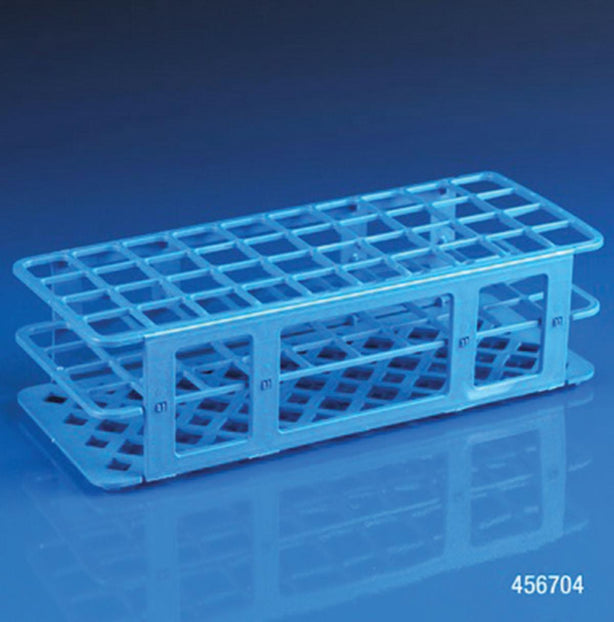 Globe Scientific 40 Place Snap-N-Rack Tube Rack for 25mm Tubes, 40-Place, Polypropylene, Blue - 456704 - 1 Each