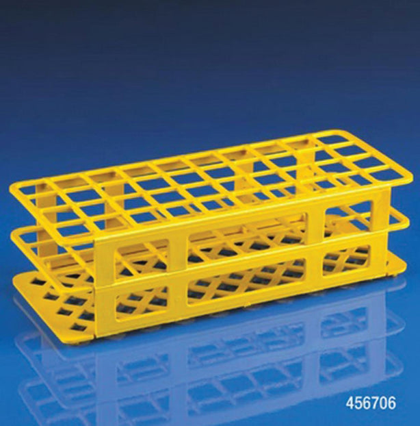 Globe Scientific 40 Place Snap-N-Rack Tube Rack for 25mm Tubes, 40-Place, Polypropylene, Yellow - 456706 - 1 Each