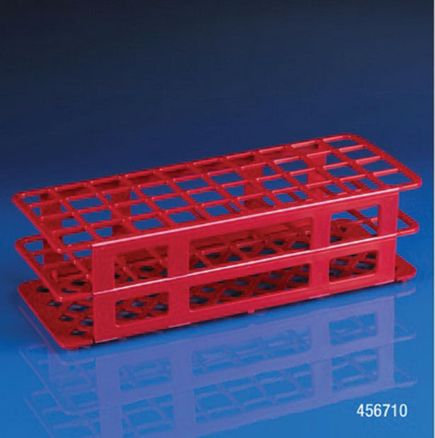 Globe Scientific 40 Place Snap-N-Rack Tube Rack for 25mm Tubes, 40-Place, Polypropylene, Red - 456710 - 1 Each