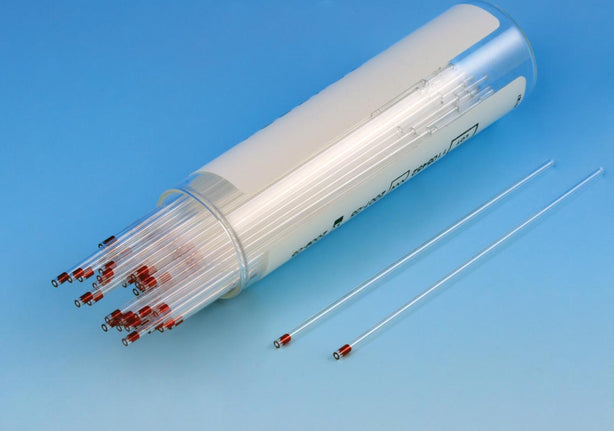 Globe Scientific Soda Lime Glass Micro-Hematocrit Capillary Tube with Red Tip, Sodium Heparinized, 100 per Vial, 10 Vials / Unit - DLS51613
