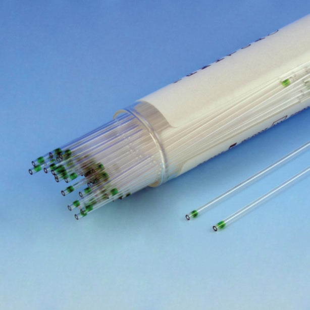 Globe Scientific 100% Plastic Micro-Hematocrit Capillary Tube with Green Tip, Ammonium Heparinized, 100 per Vial, 10 Vials / Unit - 51684 - 1000 Each