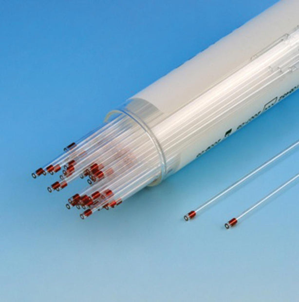 Globe Scientific 100% Plastic Micro-Hematocrit Capillary Tube with Red Tip, Sodium Heparinized, 100 per Vial, 10 Vials / Unit - 51686 - 1000 Each