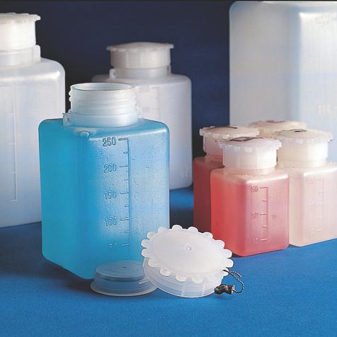 Globe Scientific LDPE Flexible WM Wide Mouth Bottle, Square, Graduated, Polyethylene, with Cap, 50 mL - 600609 - 100 Each