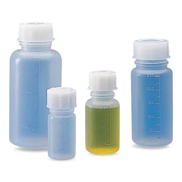 Globe Scientific Rigid Wide-Mouth Round Bottle with Screw Cap, Wide Mouth, Polypropylene, Graduated, 1000 mL - 601629 - 17 Each